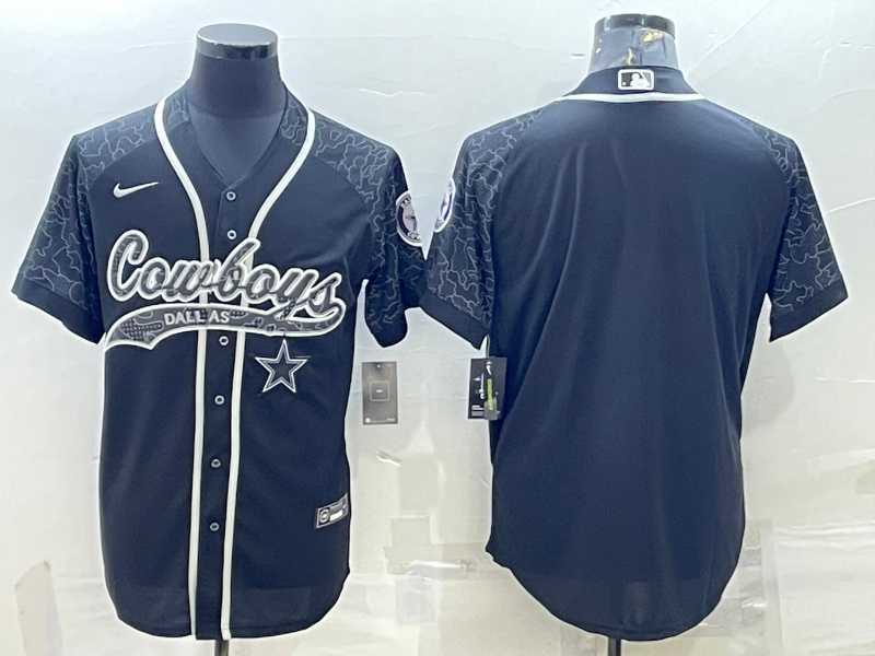 Men%27s Dallas Cowboys Blank Black Reflective With Patch Cool Base Stitched Baseball Jersey->dallas cowboys->NFL Jersey